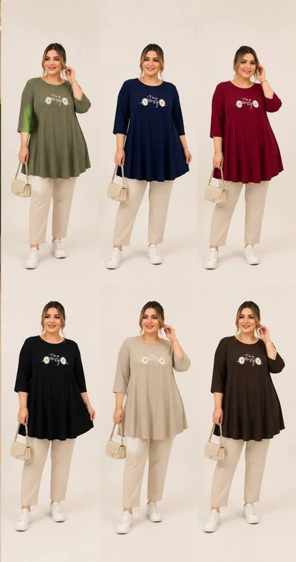 بلوز زنانه سوپر سایز کیمونو سوزنی پایین کلوش