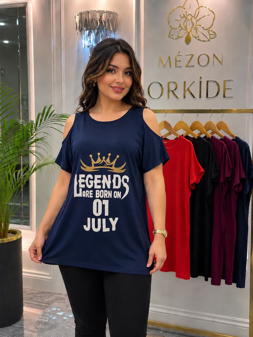 تیشرت زنانه سایز بزرگ سرشانه باز