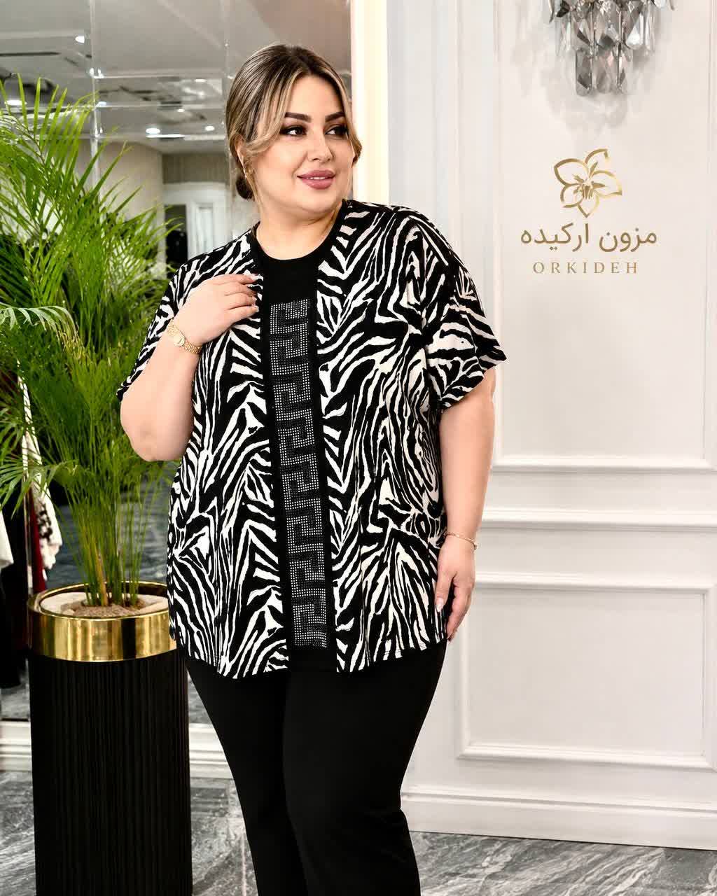 تیشرت زنانه سایز بزرگ استین سرخود لمه کوب ویسکوز کره ای